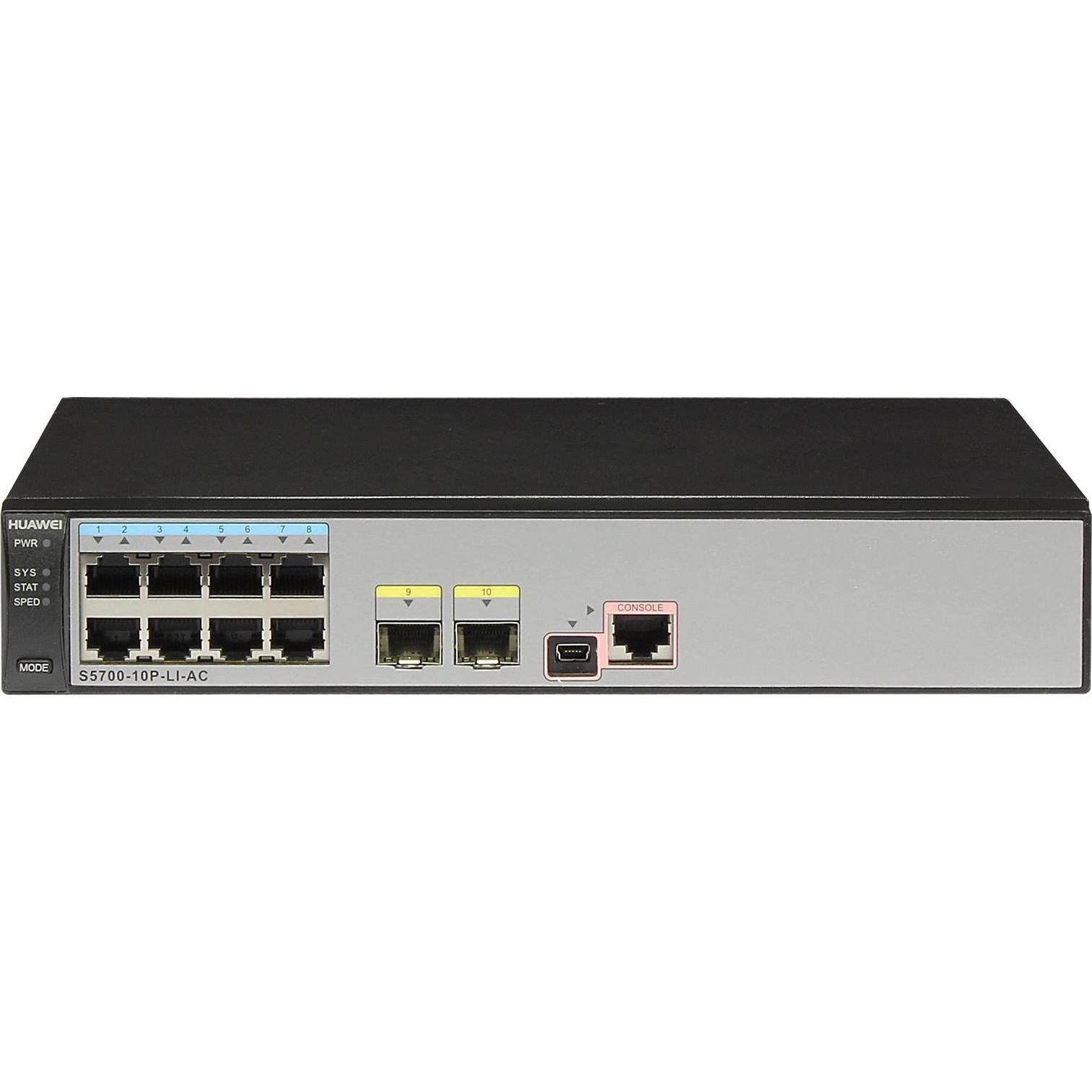 Thumbnail - Huawei S5700-10P-LI IEC mounting ear (8 Ports), Netzwerk Switch, Schwarz