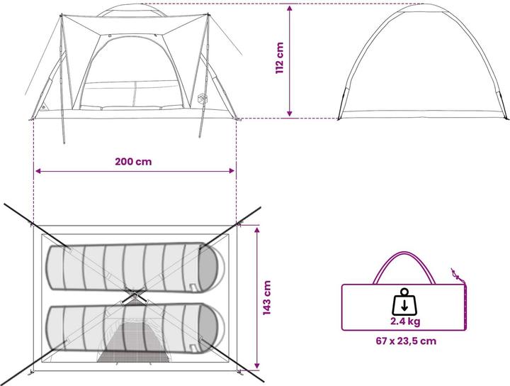 Produktbild vidaXL Campingzelt (2.30 kg, 2 Personen)