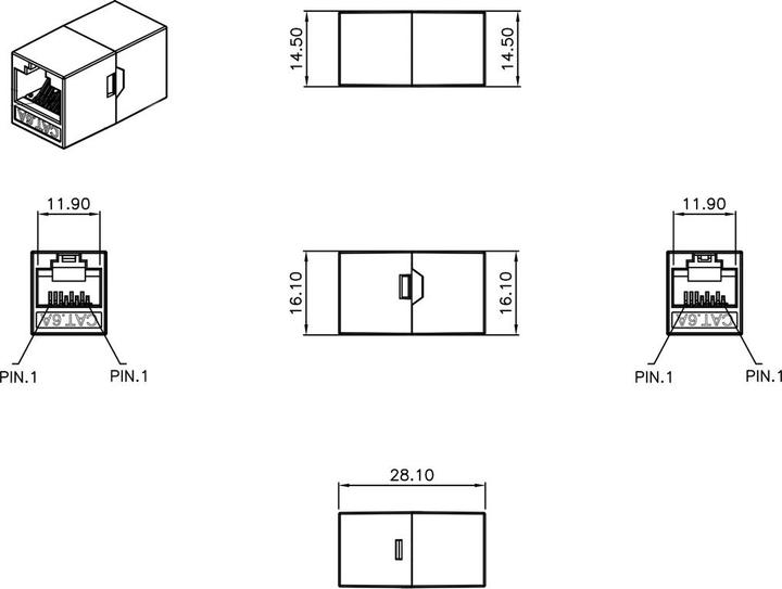 Produktbild Roline Kat.6A UTP Mini-Inline Kupplung Weiss (21.17.3115) (Netzwerk Kupplung)