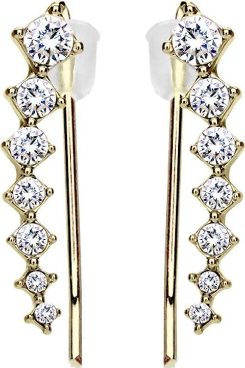 Immagine prodotto Star Piercing Orecchino Ear Climber placcato oro con quadratini e cristallo argento (Ottone)