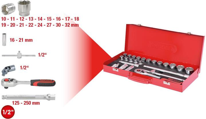 Produktbild KS Tools 1/2 Steckschl.-Satz 24-tlg. 6-kant
