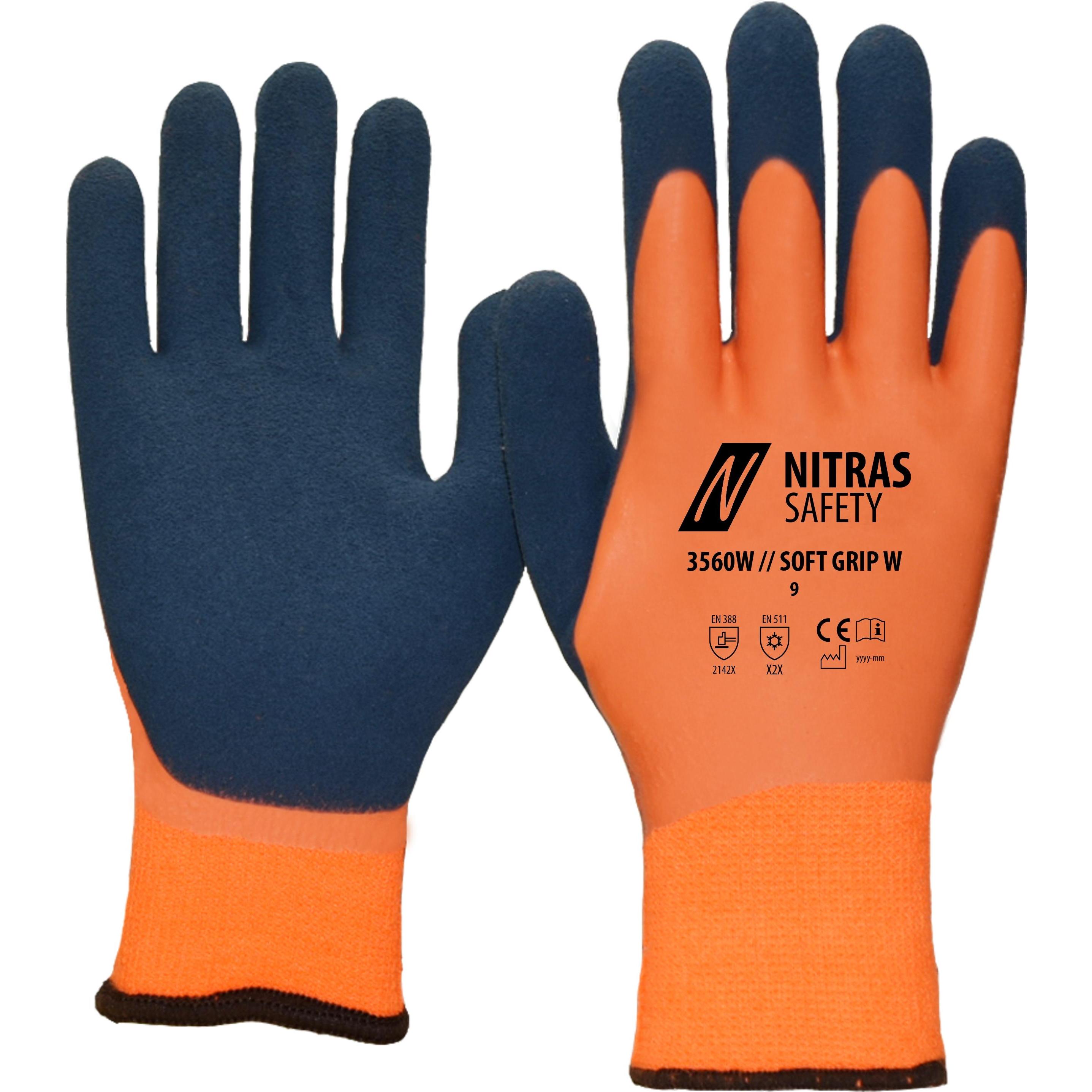 Nitras, Schutzhandschuhe, Kälteschutzhandschuh SOFT GRIP W Grösse 10 orange/dunkelblau EN 388, EN 511 PSA-Kategorie II (...