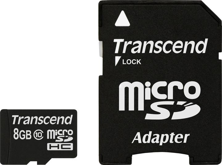 Actual product image Transcend Flash memory card 8GB Micro SDHC, C10 (8 GB, microSDHC, U1)