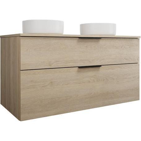 burgbad, Badmöbelset, Eqio Keramik-Aufsatzwaschtische links und rechts, rund, inklusive Waschtischunterschrank, Br