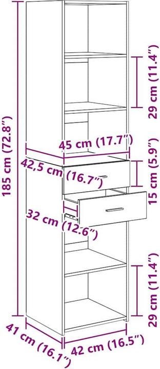 Produktbild vidaXL Modernes Highboard (45 x 42.50 x 185 cm)