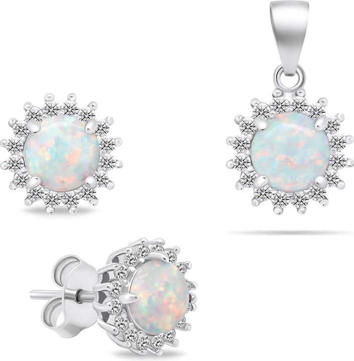Immagine prodotto Brilio Silver - Beautiful opal jewelry set SET231W (earrings. pendant)