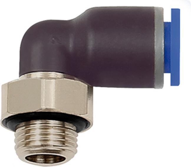 Produktbild Riegler L-Steckverschraubung Blaue Serie Aussengewinde G 3/8 ″ SW 20 mm mit O-Ring, drehbar zylindrisch 8 mm (O-Ring)