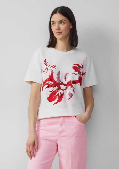 Immagine prodotto S.Oliver Sweatshirt Leichtes Kurzarm-Sweatshirt mit Print und Pailletten (42)
