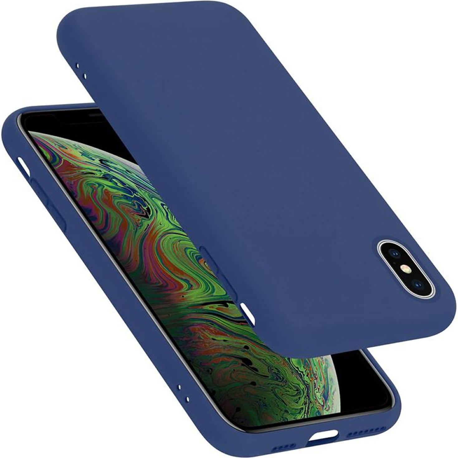 Cadorabo TPU Liquid Silicone Case Cover (Apple iPhone XS Max), Smartphone Hülle, Blau
