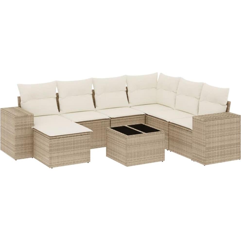 VidaXL, Gartenlounge, Gartenmöbel Sofa Garnitur Gartengarnitur Garten Sitzgruppe 8-tlg. Beige