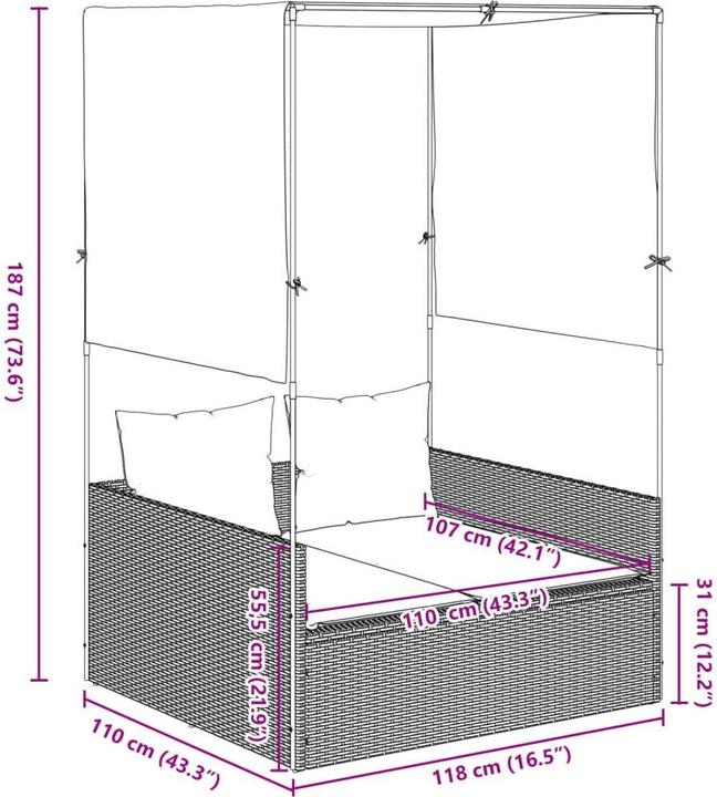 Immagine prodotto vidaXL Doppel-Sonnenliege (118 cm)