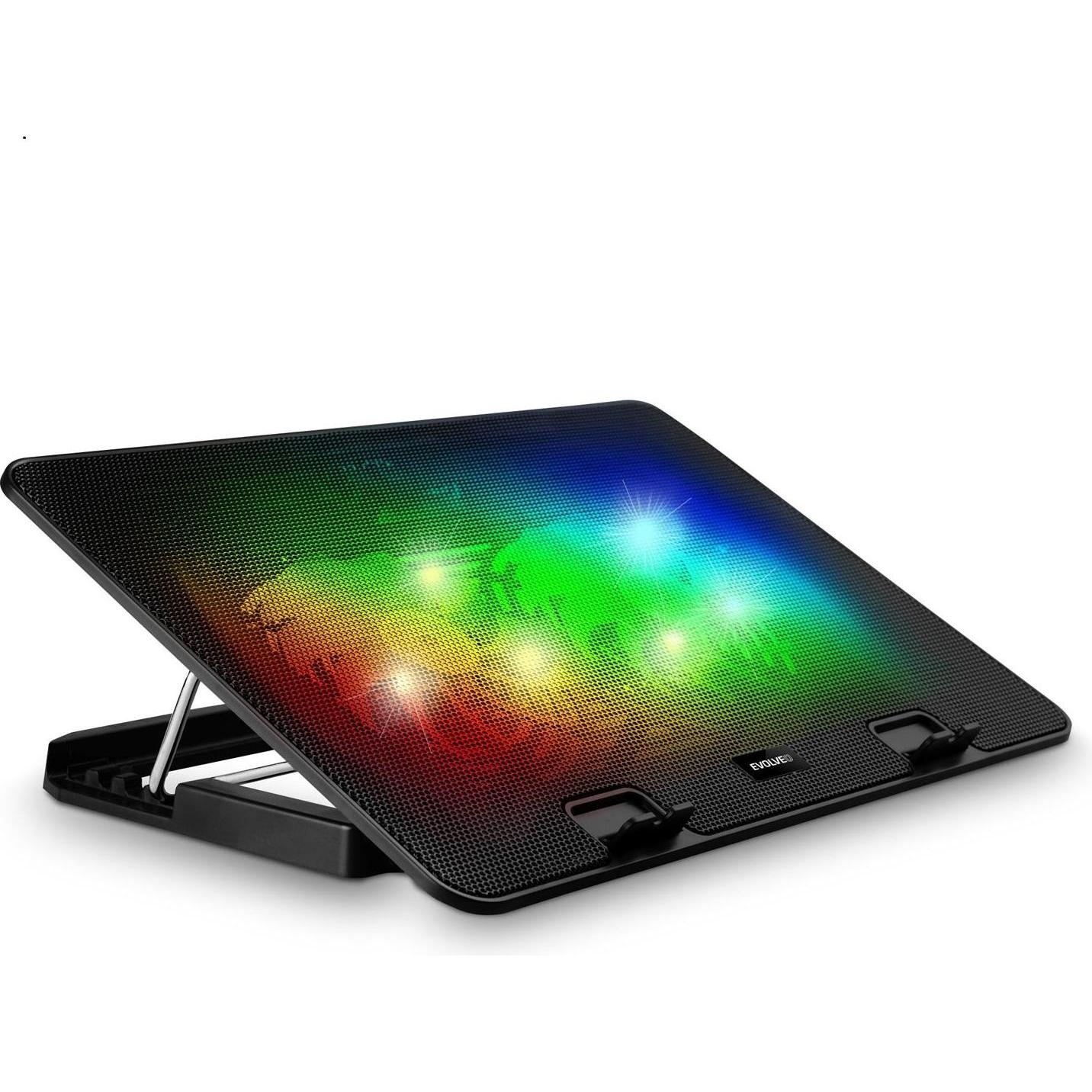 Evolveo A101RGB, chladící podložka pro notebook, 2x ventilátor, RGB podsvícení, Supporto per notebook, Multicolore