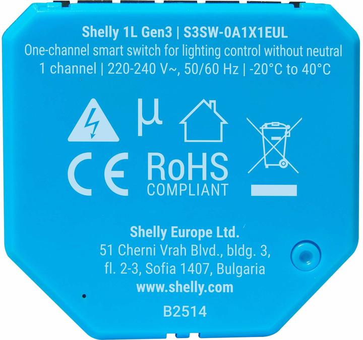 Produktbild Shelly 1L Gen3 (Schaltaktor)