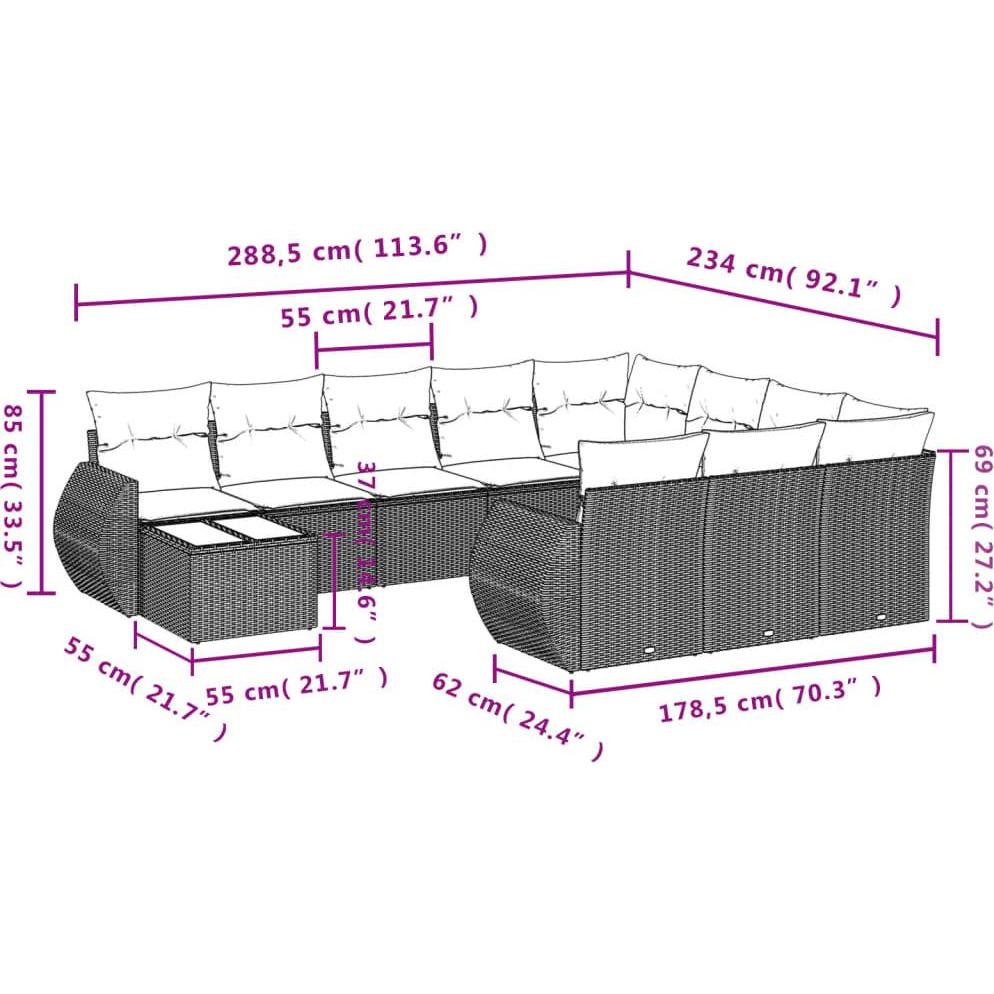 Thumbnail - VidaXL, Gartenlounge, 10-tlg. Garten-Lounge-Set mit Kissen