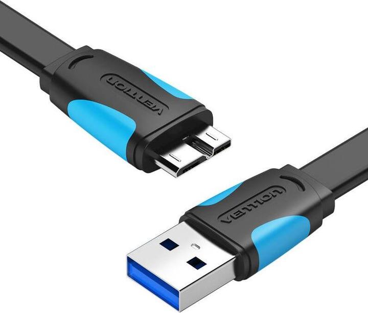 Produktbild Vention Flat USB 3.0 A to Micro-B cable VAS-A12-B050 0.5m Black (0.50 m, USB 3.2 Gen 1)