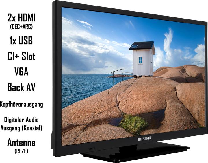 Actual product image Telefunken XH24SN550MVD 24 inch TV / Smart TV (HD Ready, HDR, 12V, DVD) - 6 months HD+ incl. (24", LED, HD ready)