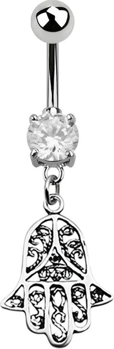 Produktbild Star Piercing Banane silber mit Anhänger Hamsa silber (Chirurgenstahl 316L, ohne Messing, 925 Sterlingsilber)
