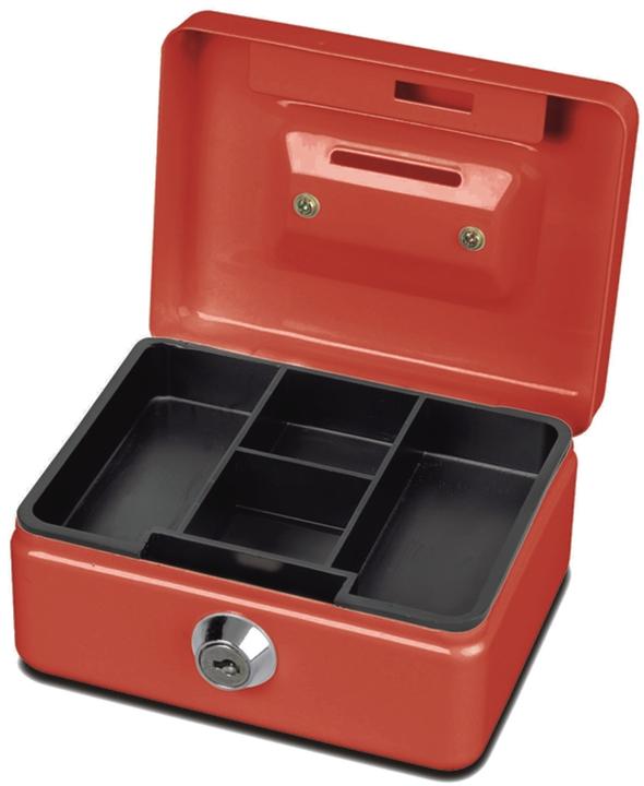 Maul Caissette à monnaie, rouge, en acier peint, serrure à cylindre de sécurité avec 2 clés.
