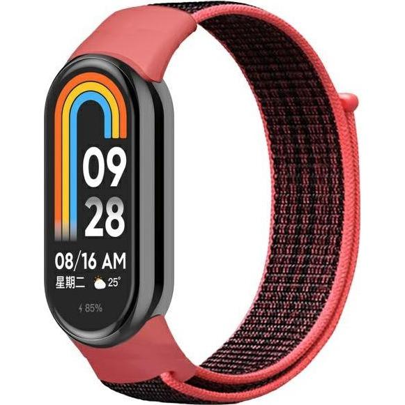 Beline pasek Mi Band 9/8 NylonLoop czerwono-czarny/red-black (Nylon), Cinturini per orologi, Rosso