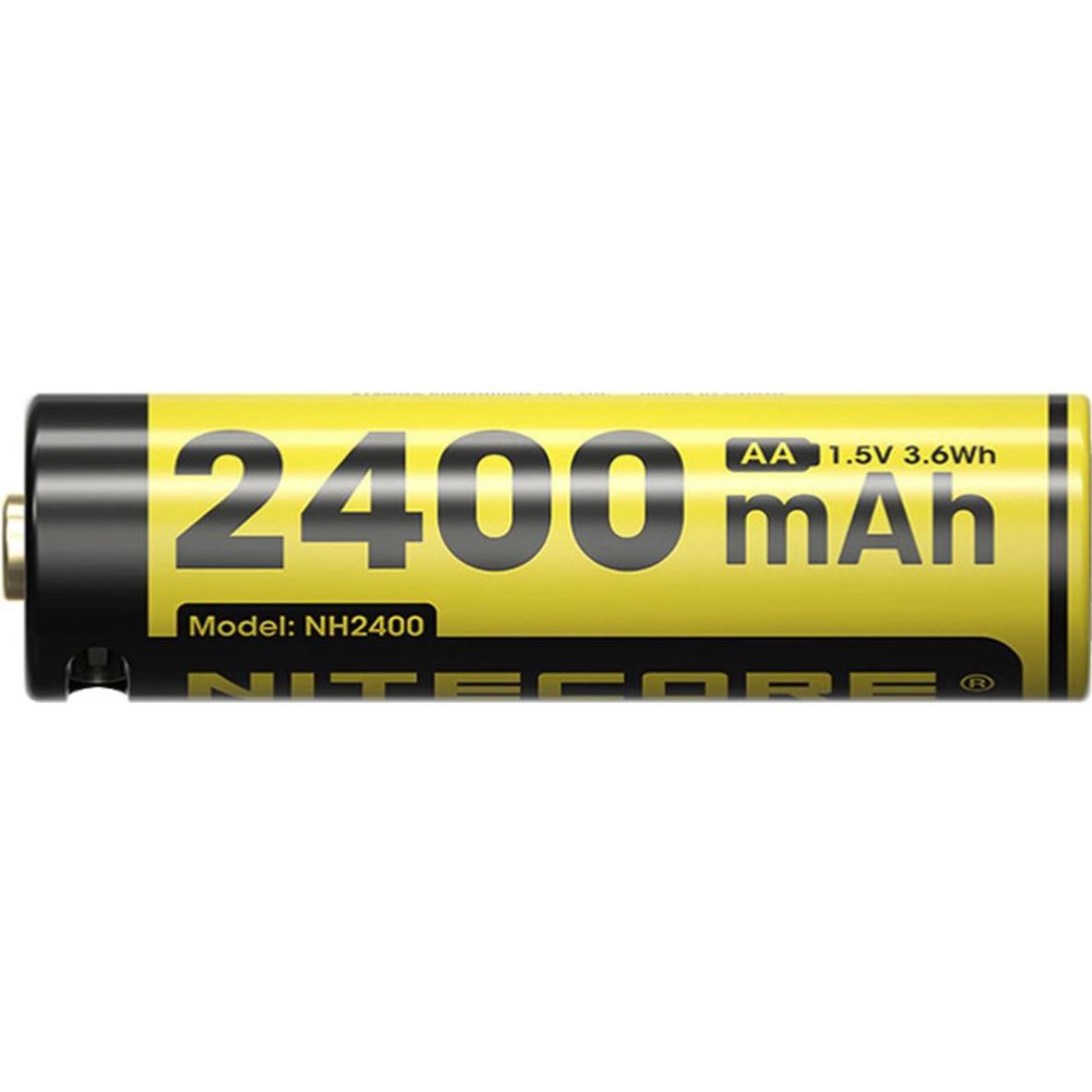Nitecore NH2400 USB C Rechargeable 1.5V Li ion AA Battery (1 pz., AA), Batterie + pile