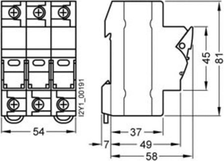 Produktbild Siemens SIEM 3NW7533-0HG Sicherungshalter CL.CC 30A 3p 10x38 (30 A)