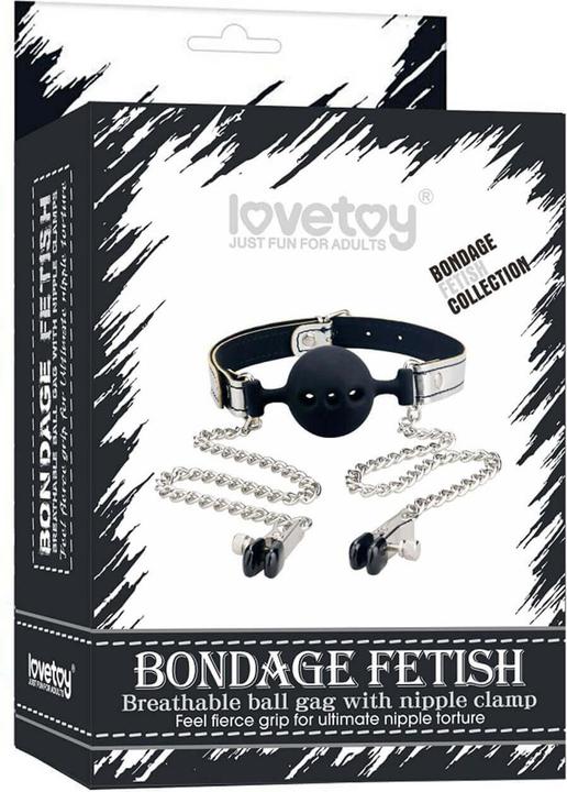 Immagine prodotto Lovetoy Bondage Fetish Bavaglio a sfera con pinza per capezzoli