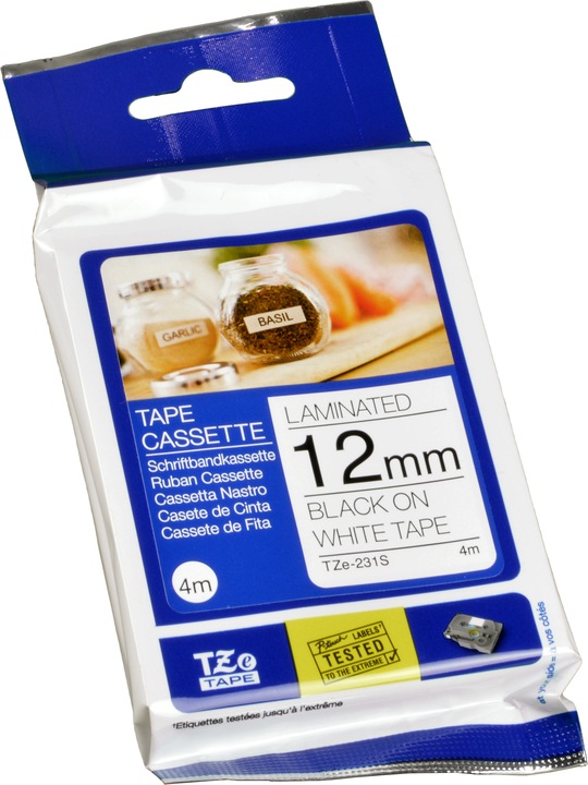 Actual product image Brother TZe-231S (1.20 cm, Black, White)