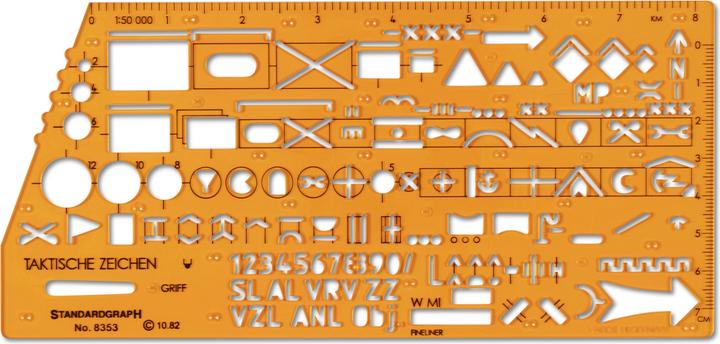 Standardgraph Zeichenschablone Taktische Zeichen NATO 8353 orange (19 cm, Matières plastiques)