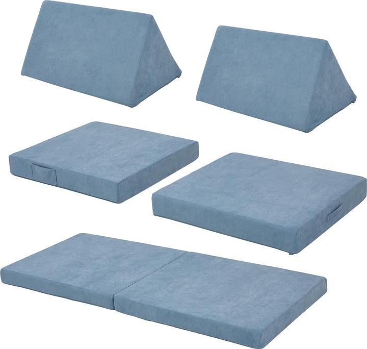 Actual product image En.Casa Spielsofa Norhulta 5-tlg. 150x66x46 cm Cord Blau (Children sofa)