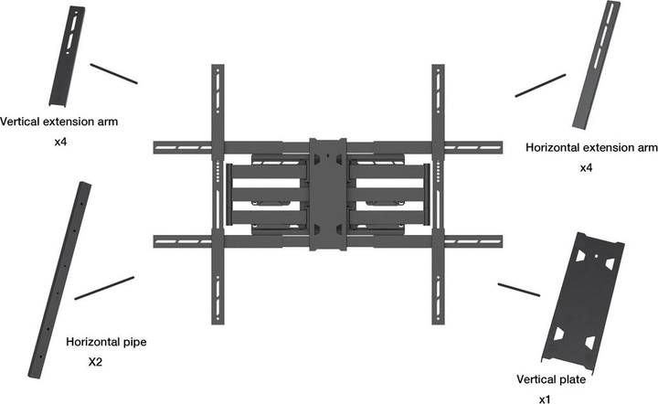 Actual product image Multibrackets TV Stand Extension Kit, -110", black (Wall, 110", 125 kg)