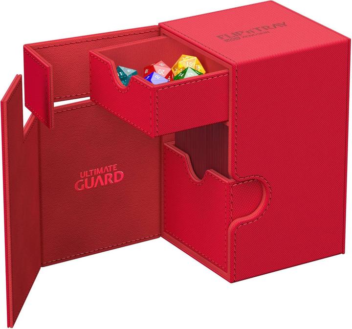 Actual product image Ultimate Guard Card Box Flip'n'Tray XenoSkin Monocolor 100+ Red
