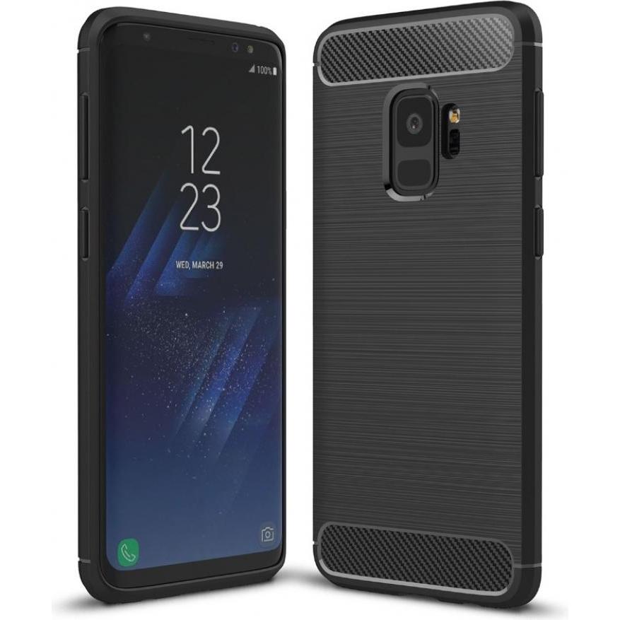 Screenguard Samsung Galaxy S9 Hülle Carbon Brushed Soft TPU (Samsung Galaxy S9+), Smartphone Hülle, Schwarz