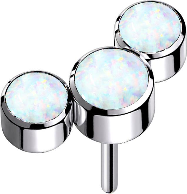 Produktbild Star Piercing Threadless silber drei Opale weiss (ohne Messing, Titan)