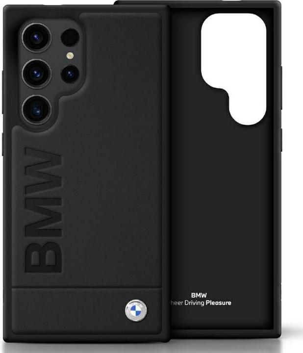 BMW Leather Big Wordmark Case for Samsung Galaxy S25 Ultra - Black (Samsung Galaxy S25 Ultra)