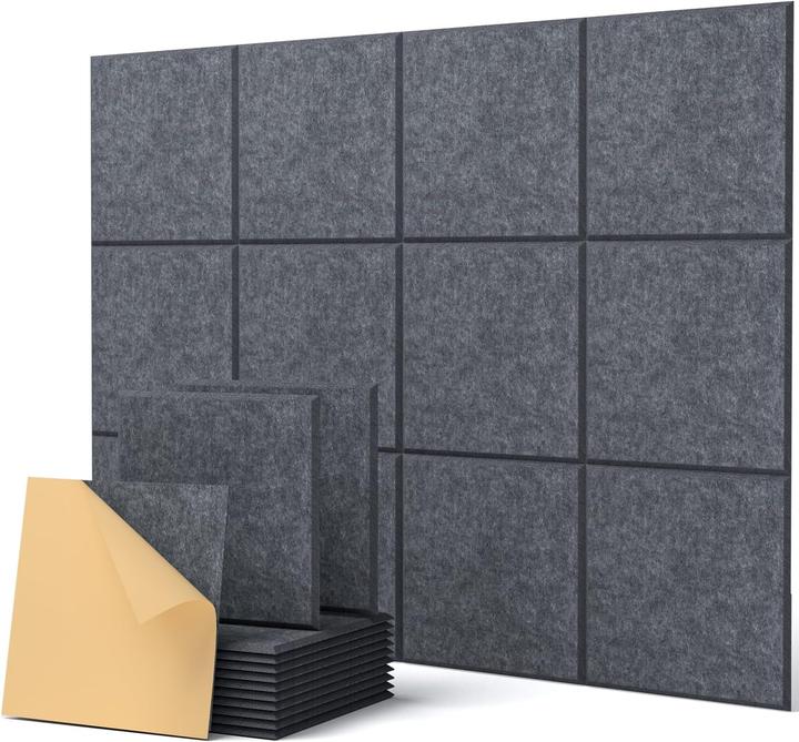 Soundsbay Selbstklebende Akustikplatten Set, 30 x 30 x 0,9 cm (12 Stk.)