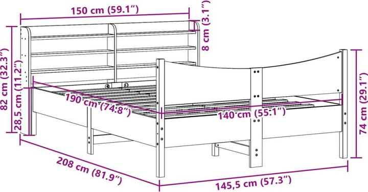 Actual product image vidaXL Bettrahmen (140 x 190 cm)