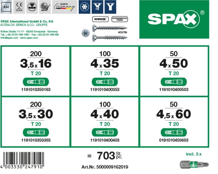 Energy Label Spax Montagekasten L-Boxx Mini Kunststoff T-Star Plus (703 Screws per piece)