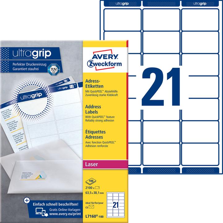 Actual product image Avery Address labels ultragrip