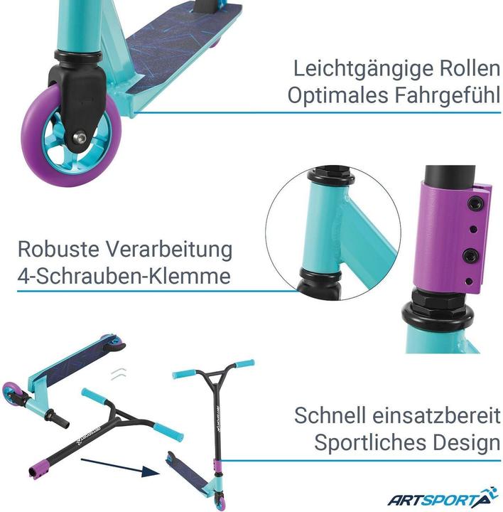 Produktbild Juskys Stunt Scooter mit 360° Lenkung