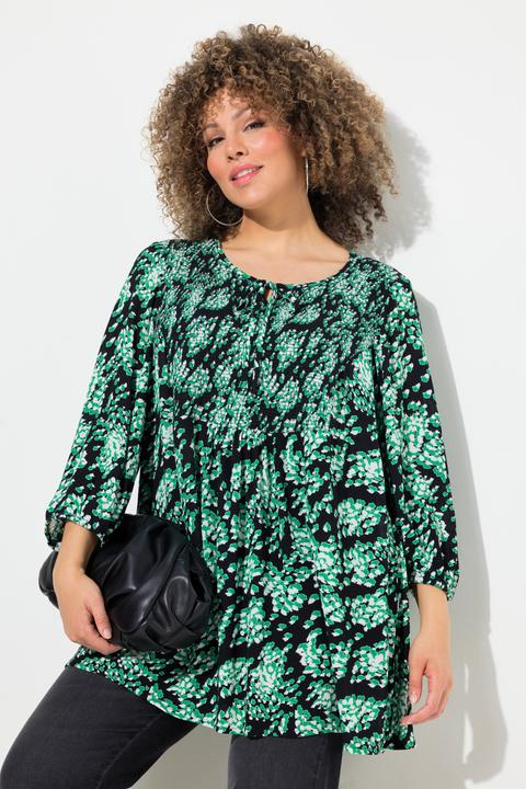 Produktbild Ulla Popken Smokbluse, Allover-Druck, A-Linie, Rundhals (58)