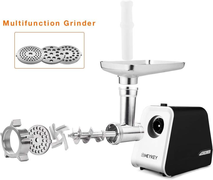 Actual product image Nictemaw Electric Meat Grinder with Sausage Stuffer, 2000W, 3 Plates, Reverse Function