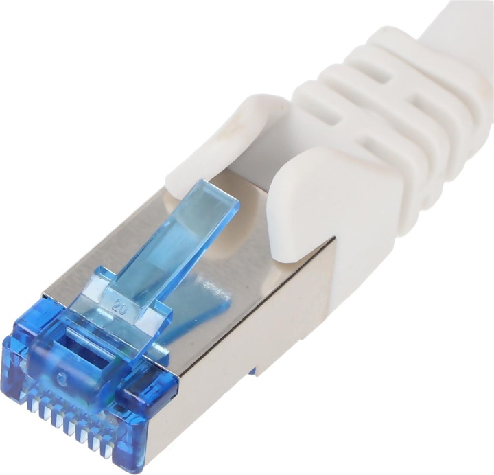Produktbild Goobay CAT 6A Patchkabel 1x 90° gewinkelt, S/FTP (PiMF), Weiss, 3 m (S/FTP, CAT6a, 3 m)