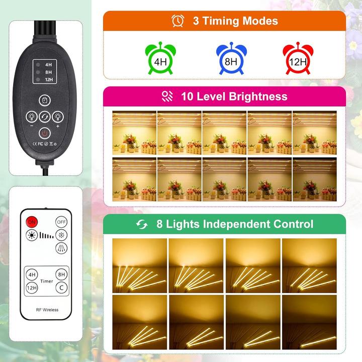 Actual product image Sinjialight 8er-Set LED-Pflanzenwachstumslichtstreifen mit Timer (LED)