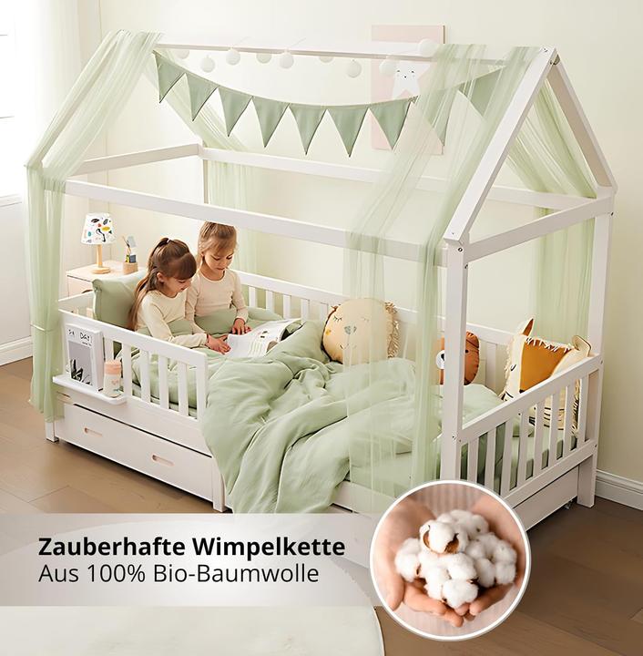 Actual product image Alavya Home 3-teiliges Hausbett-Deko-Set mit Betthimmel und Wimpelkette