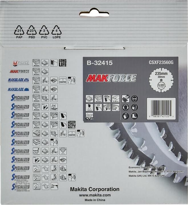 Productafbeelding Makita Zaagblad MAKFORCE 235x30x60Z