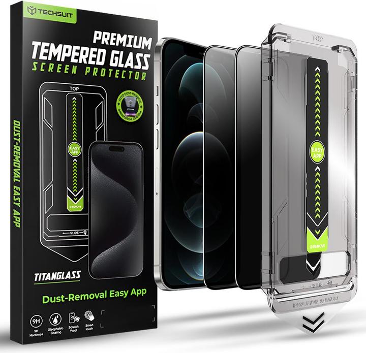 Image du produit Techsuit - TitanGlass FullCover (2 pack) - iPhone 12 / iPhone 12 Pro - Privacy (2 pcs, Apple iPhone 12, Apple iPhone 12 Pro)