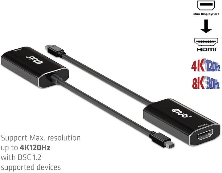 Produktbild Club 3D Club3D Adapter MiniDisplayPort > HDMI 2.1 HDR 120Hz aktiv (Mini DP, 0.60 cm)