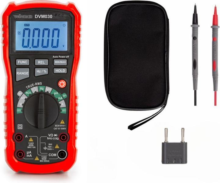 Actual product image Velleman Robust true RMS digital multimeter with automatic measuring range - CAT III - 1000 V - 8 Fu (CAT III 1000V)