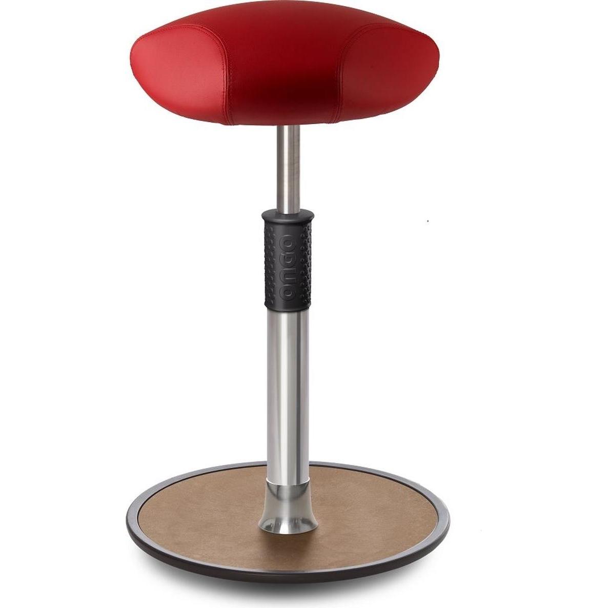 Ongo, Bürostuhl, Sitz- Stehhocker Free Tall Triangel skai Kunstleder Rot Chrom /Natur
