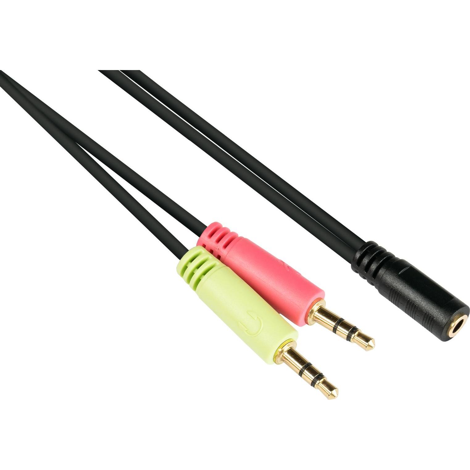 Good Connections AD-HS02 Audio-Kabel 0,2 m 2 x 3.5mm 3.5mm Schwarz (0.20 m, 3.5mm Klinke (AUX)), Audio Kabel